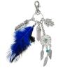 Metal dream catcher keychain with feather charm bohemian keyring gift